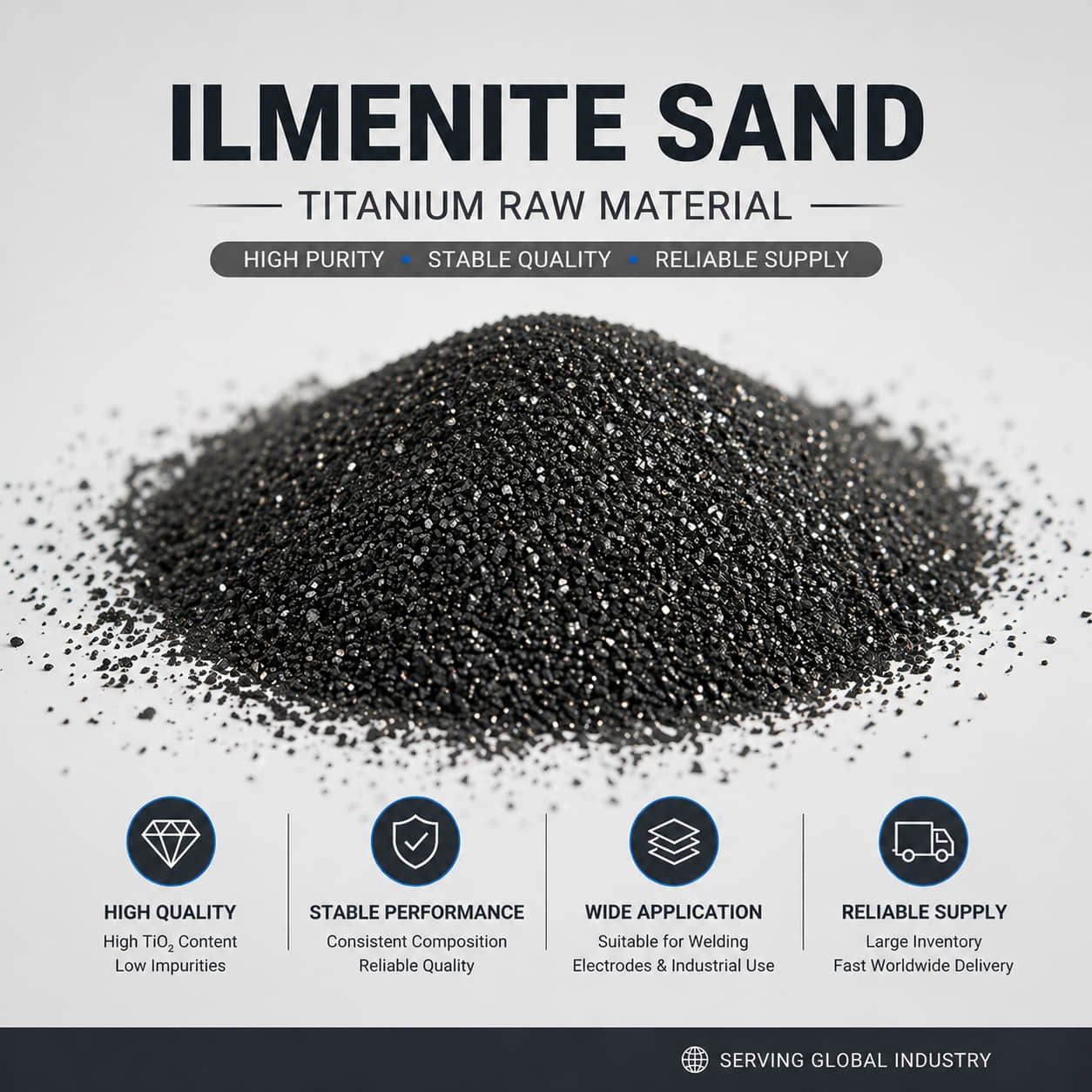 Ilmenite Sand (Titanium Ore 46%–60% TiO₂)